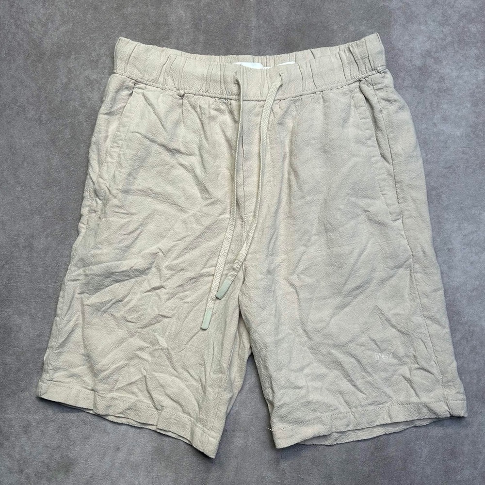 Porter & Ash Mens Sz S Linen Blend Drawstring Shorts Beige Oatmeal